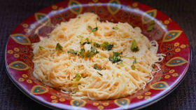 Capellini with Garlic and Butter - Italian Pasta Recipe with Molecular Gastronomy